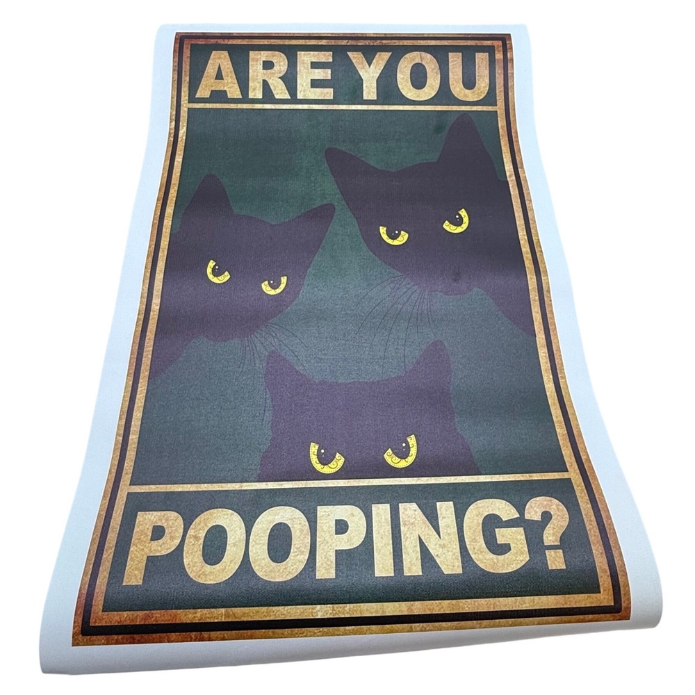 Funny Black Cat lover Bathroom Canvas Wall Art Poster Are You Pooping quirky